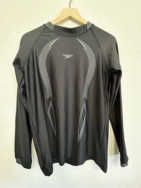 Vintage Speedo Made in USA Graphic Long Sleeve Swim Rash Guard Shirt XL